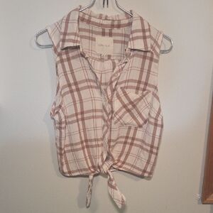 Tie Flannel Crop Top
